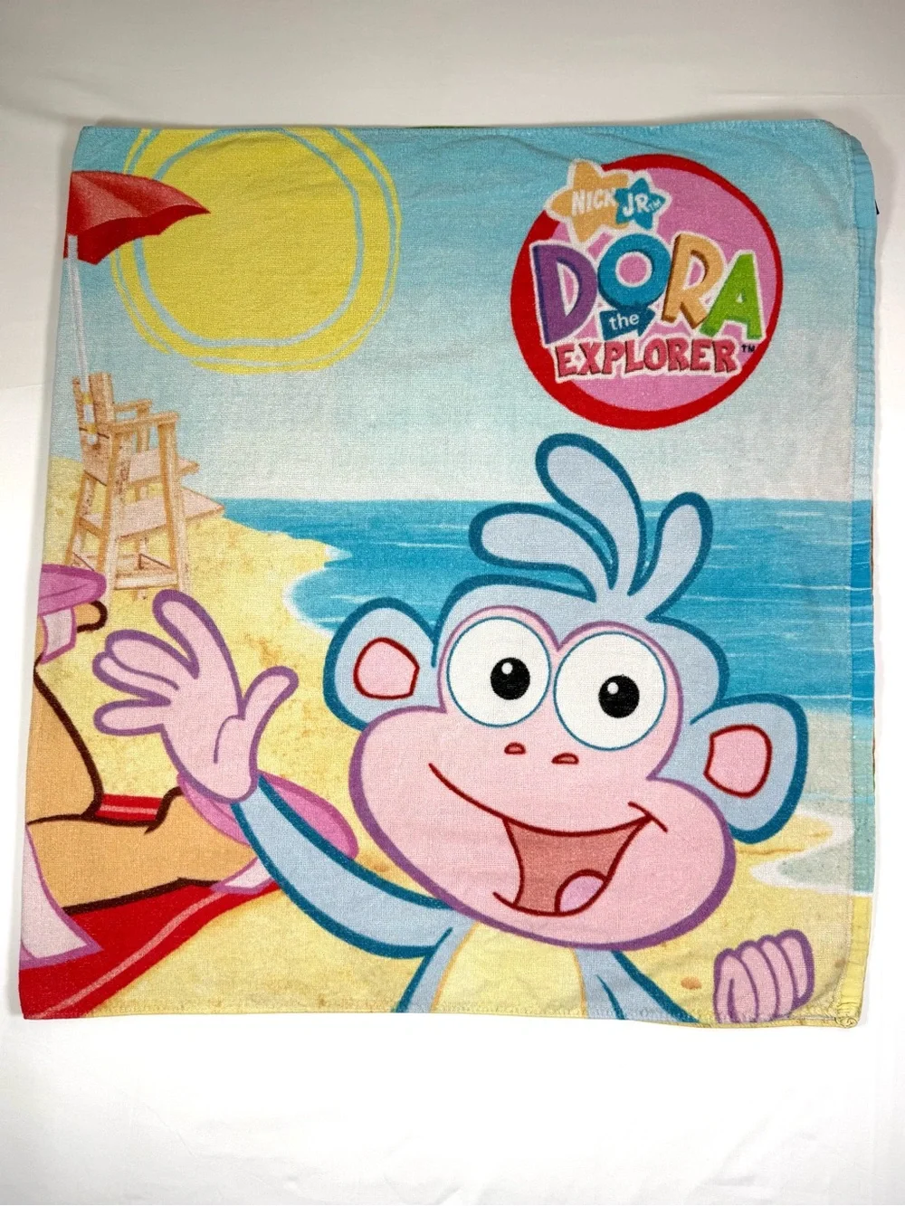 VINTAGE NICKELODEON Dora The Explorer Boots Beach Towel 2007 Nick Jr Pool Bath